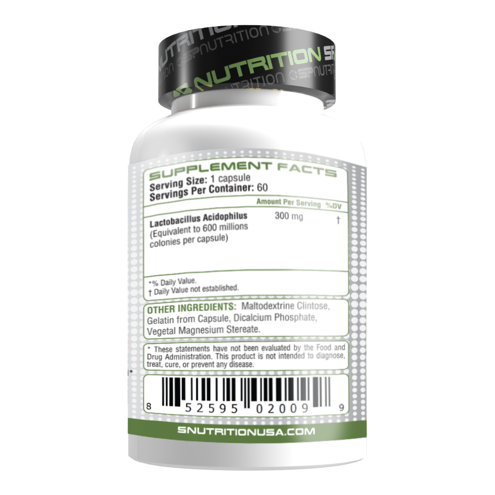 Acidophilus Probiotics 300 MG — 600 Million CFUs of Lactobacillus Acidophilus per Capsule — Digestive & Immune Support