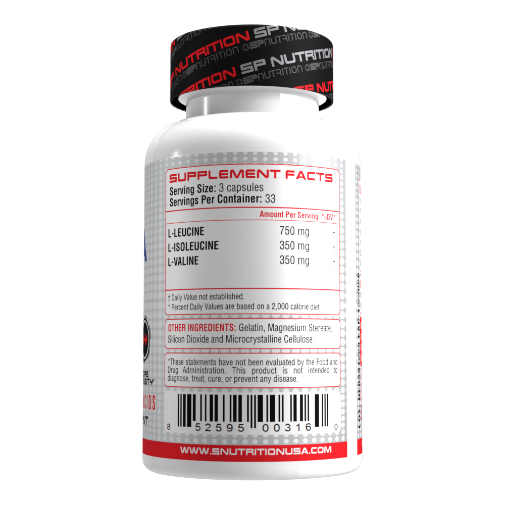 BCAA 2:1:1 Capsules – Muscle Recovery & Endurance Support – 750mg L-Leucine, 350mg L-Isoleucine & L-Valine – 100 Vegetarian Capsules