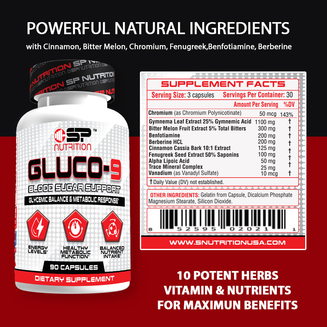 GLUCO-9 / 90 capsules, designed to help support healthy glucose absorption