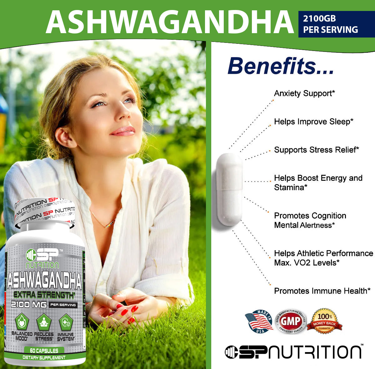 Ashwagandha 2100mg Capsules, Unlock Your Inner Calm & Boost Energy, Stress Relief, Focus & Endurance