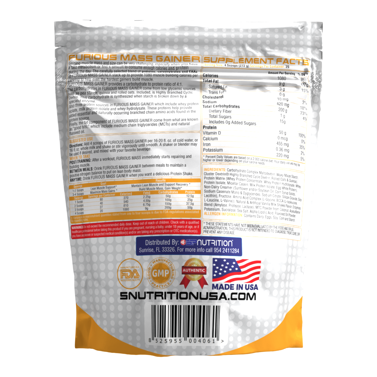 FURIOUS MASS GAINER 12 LBS, Mass Gainer Protein Powder, Gain Strength & Size Quickly, Mixes Easily, Tastes Delicious.