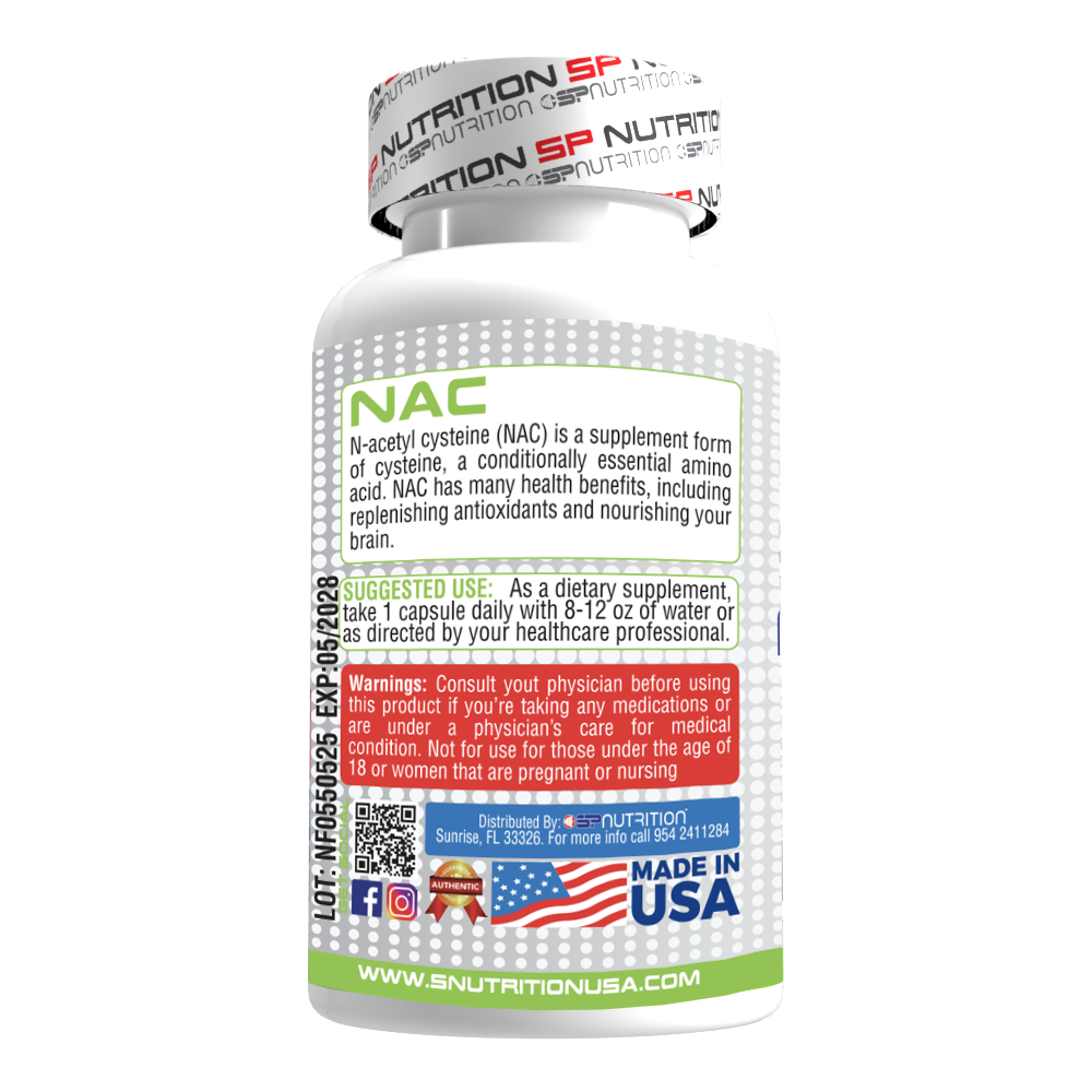 NAC (N-Acetyl L-Cysteine) – 100 Capsules | SP Nutrition