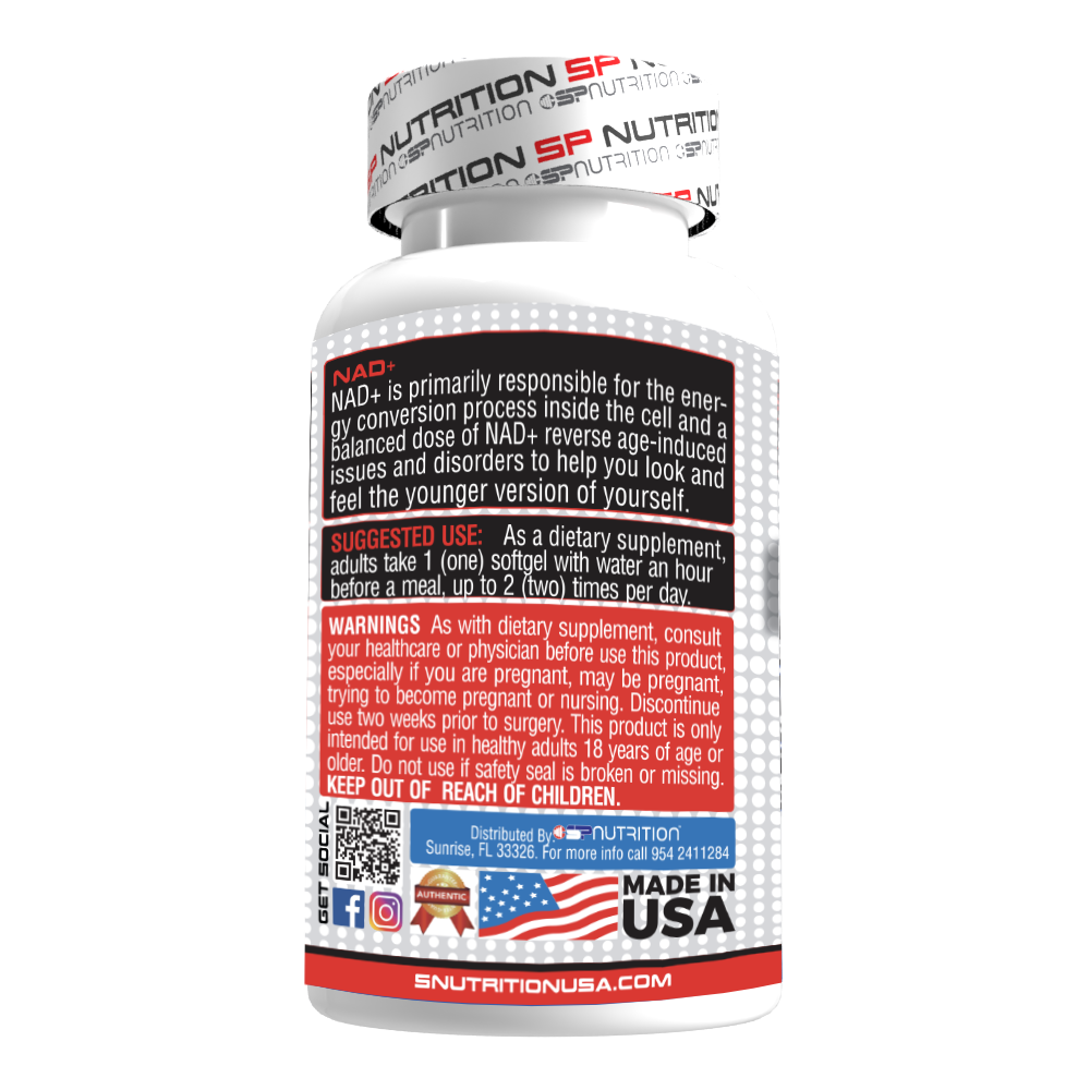 NAD+ 1000 mg | Cellular Energy, Brain & Healthy Aging Support | 60 Softgels | Premium NAD Supplement