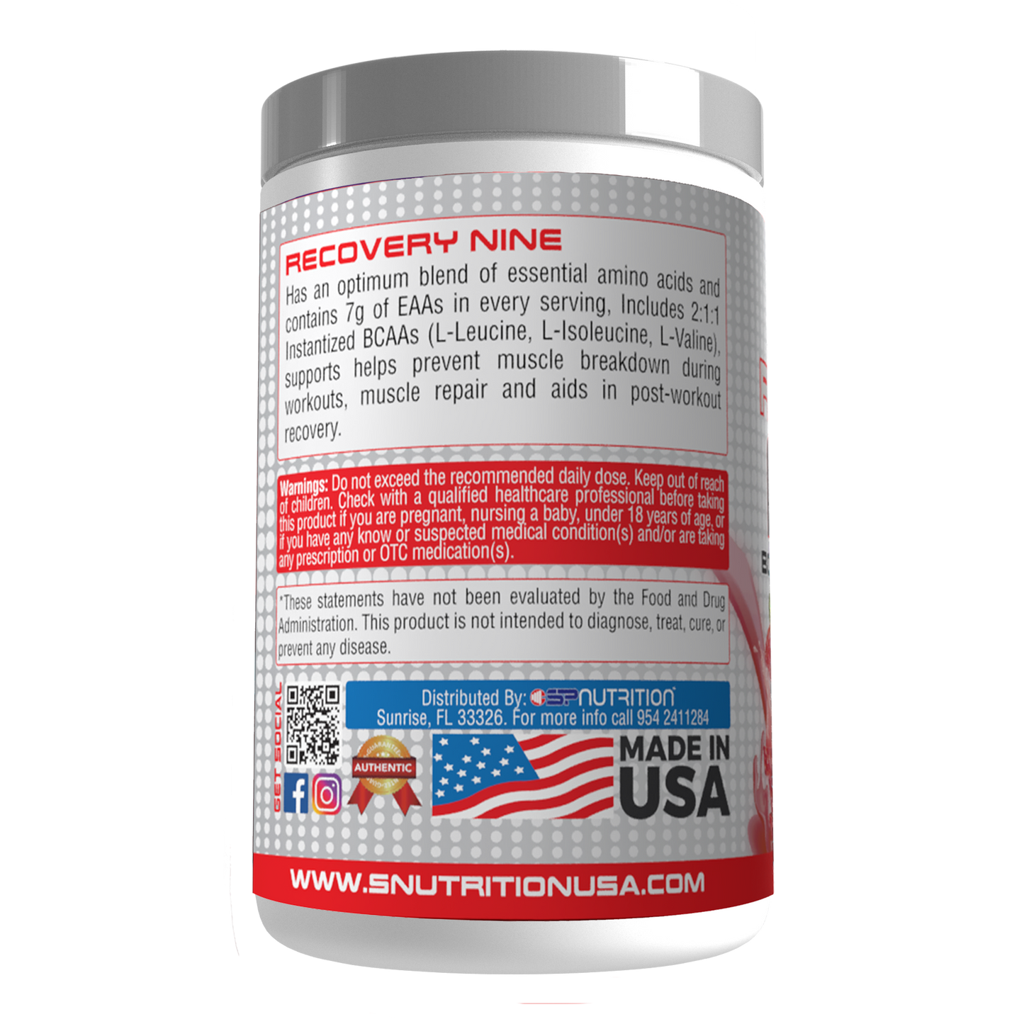 RECOVERY NINE – BCAA + EAA + Hydration Recovery Formula, 30 Servings (360 g)