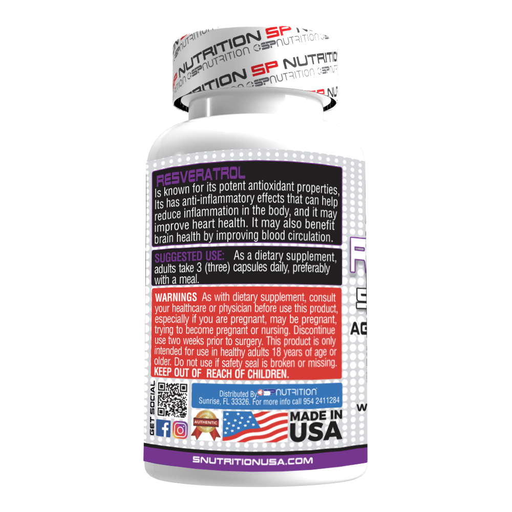 Resveratrol 1000MG - Anti-Aging Antioxidant Support for Heart & Energy - 60 Capsules