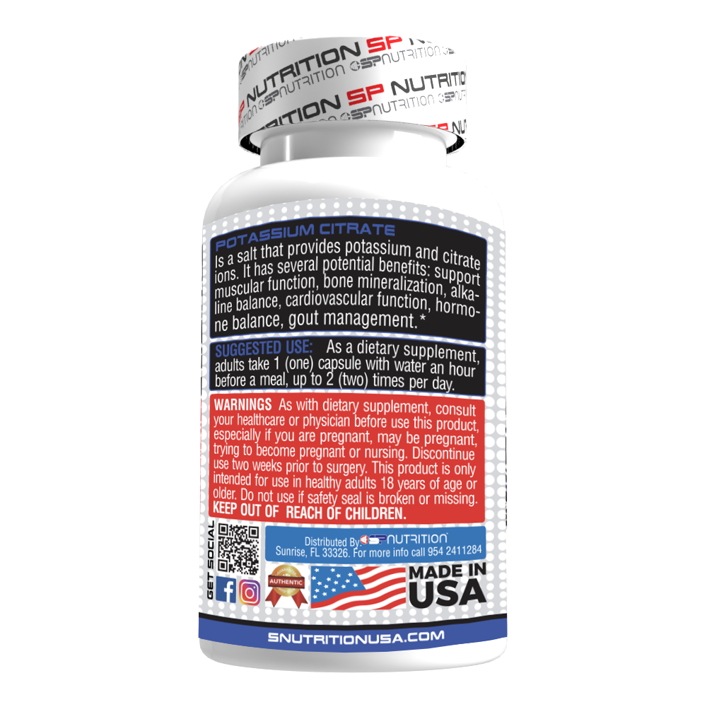 Potassium Citrate 275mg Capsules – Supports Urinary & Heart Health, Prevents Kidney Stones, Easy Daily Supplement