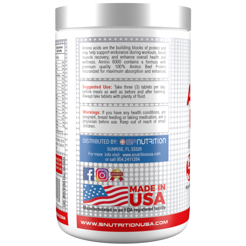 AMINO 6000 100% BEEF PROTEIN, 3g of Beef Protein Isolate for Recovery and Growth - 300 Tablets