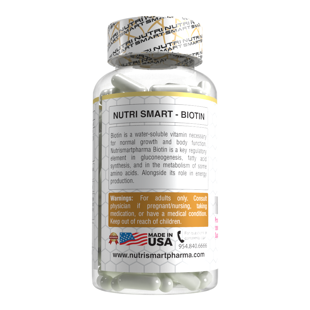 BIOTIN 10,000mcg, Supports Beautiful Hair, Glowing Skin and Healthy Nails, 60 Capsules
