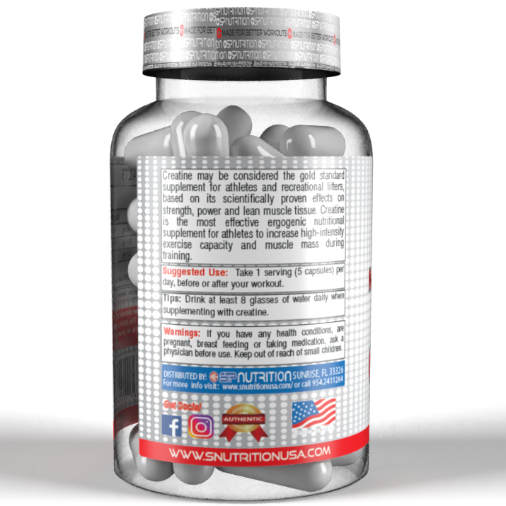 CREATINE MONOHYDRATE 120 Capsules, 3500 mg Per Serving, 24 Servings, Pure Creatine Micronized - Pre Workout