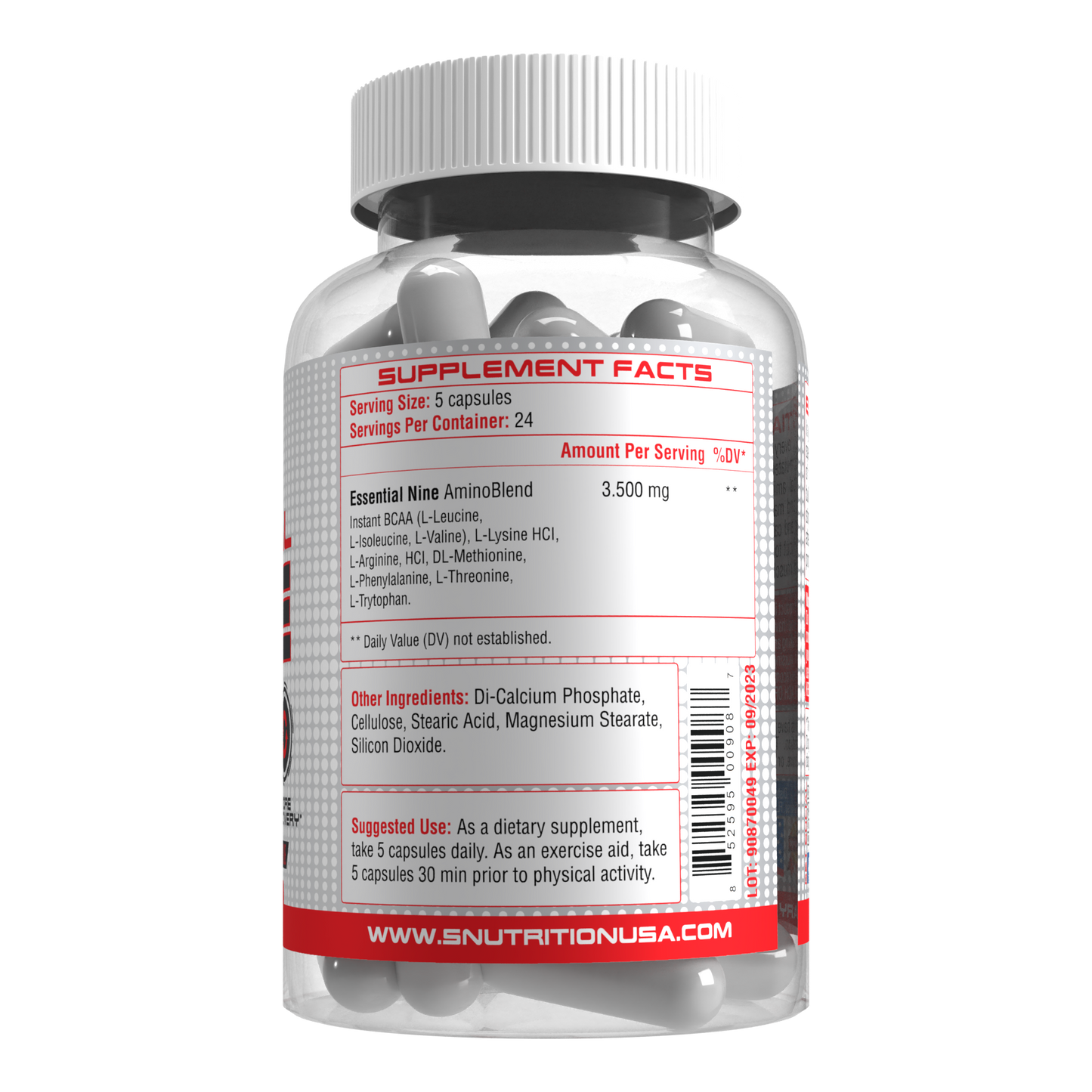 ESSENTIAL NINE 120 CAPSULES, All 9 Essential Amino Acids Supplement. For Muscle Recovery, Growth.