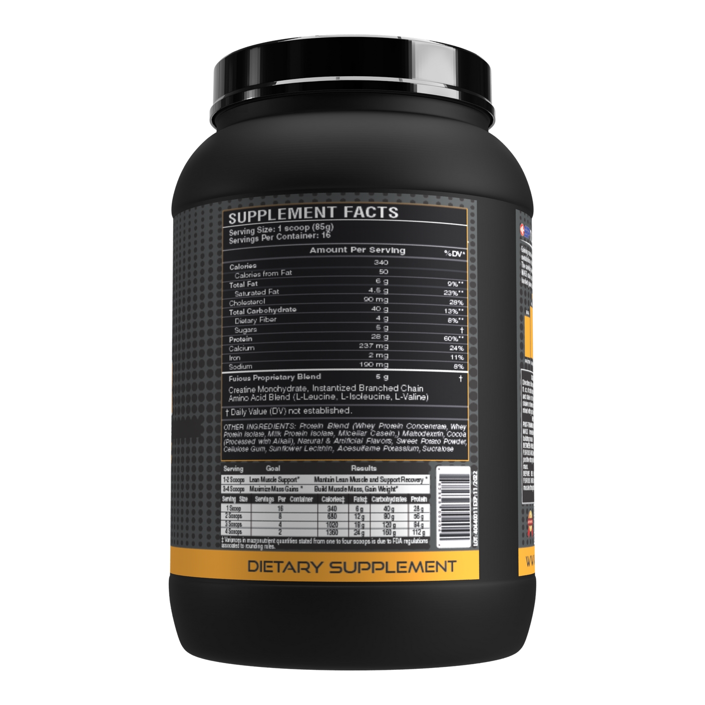 FURIOUS MASS GAINER 3 LBS, Mass Gainer Protein Powder, Gain Strength & Size Quickly, Mixes Easily, Tastes Delicious.