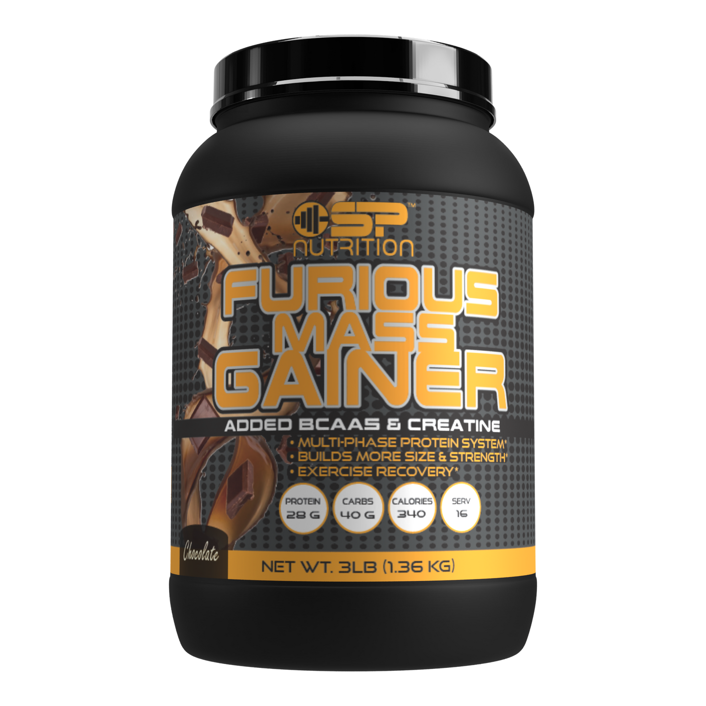 FURIOUS MASS GAINER 3 LBS, Mass Gainer Protein Powder, Gain Strength & Size Quickly, Mixes Easily, Tastes Delicious.