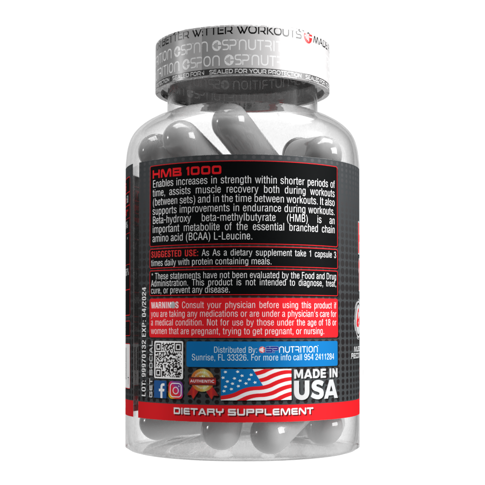 HMB (Beta-Hydroxy Beta-Methylbutyrate) 1000mg (120 Capsules) - 500mg Per Capsule, 60 Servings - Gluten Free and Non-GMO