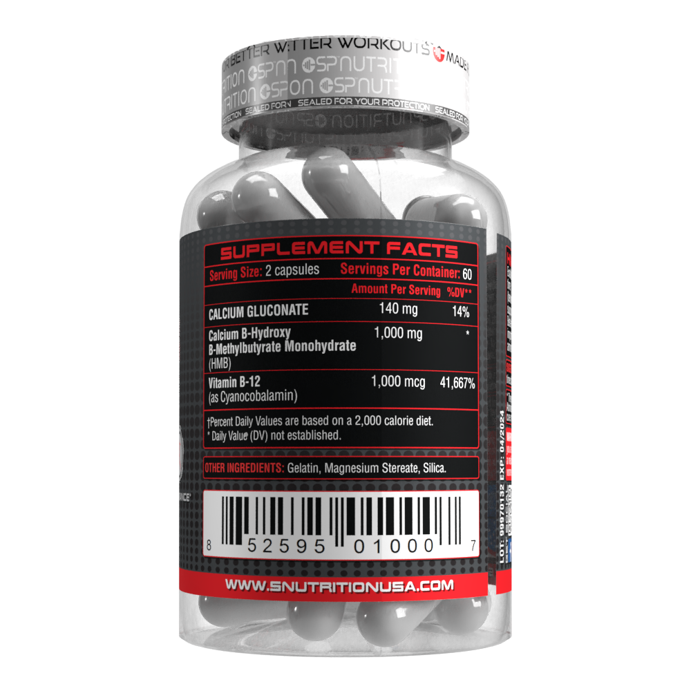 HMB (Beta-Hydroxy Beta-Methylbutyrate) 1000mg (120 Capsules) - 500mg Per Capsule, 60 Servings - Gluten Free and Non-GMO