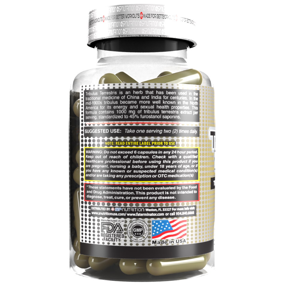 TRIBULUS TERRESTRIS Extract 1000 mg, 120 Capsules - 60 Servings (500mg Per Cap), Non GMO & Gluten Free