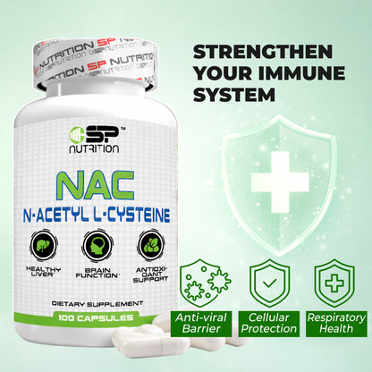 NAC (N-Acetyl L-Cysteine) – 100 Capsules | Antioxidant, Lung & Liver Support