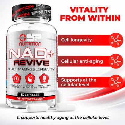 NAD+ REVIVE with Resveratrol & Glutathione – NAD+ Booster for Cellular Health, Energy & Healthy Aging