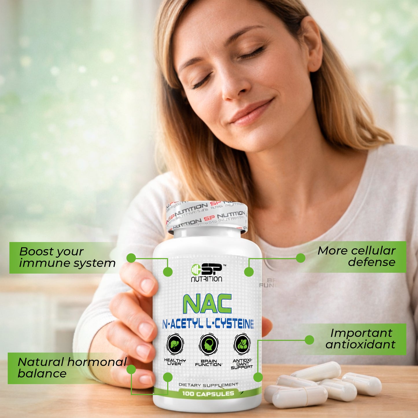 NAC (N-Acetyl L-Cysteine) – 100 Capsules | Antioxidant, Lung & Liver Support
