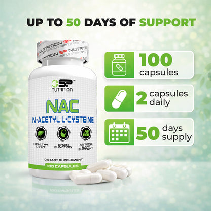 NAC (N-Acetyl L-Cysteine) – 100 Capsules | Antioxidant, Lung & Liver Support