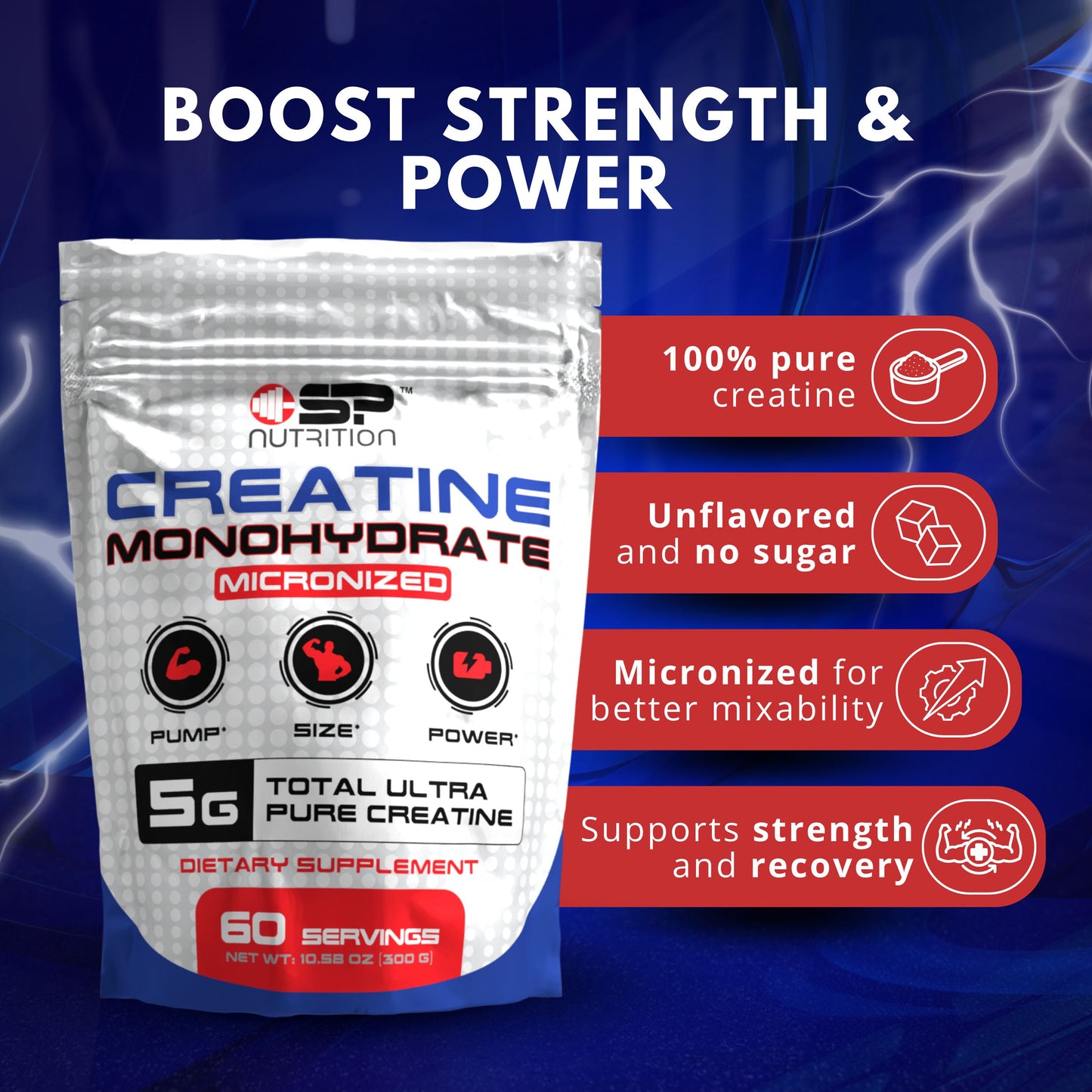 Creatine Monohydrate – 300 g | Micronized Creatine Powder for Strength, Power & Athletic Performance