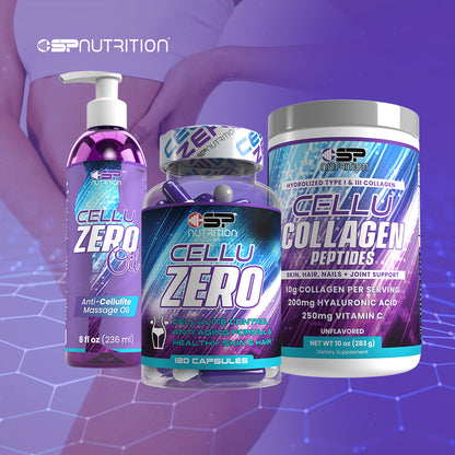 CELLUZERO + Cellu Collagen Peptides + CELLUZERO OIL + NAD+ FREE – Complete Skin Firming, Collagen & Body Sculpting System