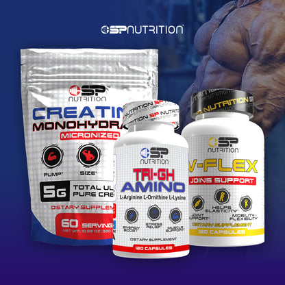 TRI-GH AMINO + V-FLEX + Creatine Monohydrate – Strength, Mobility & Performance System