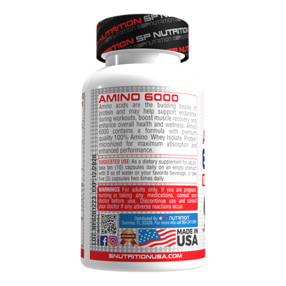 Amino 6000 Whey Protein Capsules – Premium Amino Acid Support for Muscle Recovery & Growth – Easy to Swallow, Convenient, Perfect for Athletes & Active Lifestyle