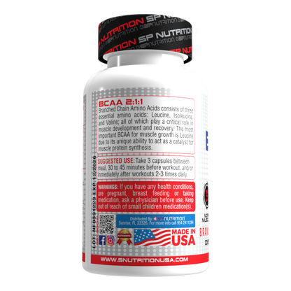 BCAA 2:1:1 Capsules – Muscle Recovery & Endurance Support – 750mg L-Leucine, 350mg L-Isoleucine & L-Valine – 100 Vegetarian Capsules