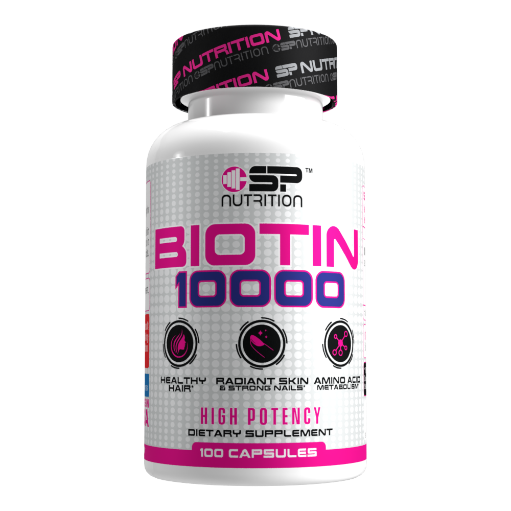 BIOTIN 10,000mcg, Supports Beautiful Hair, Glowing Skin and Healthy Nails, 100 Capsules