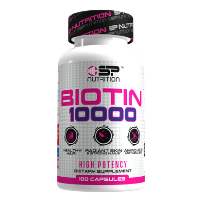 BIOTIN 10,000mcg, Supports Beautiful Hair, Glowing Skin and Healthy Nails, 100 Capsules