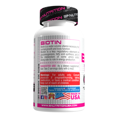 BIOTIN 10,000mcg, Supports Beautiful Hair, Glowing Skin and Healthy Nails, 100 Capsules