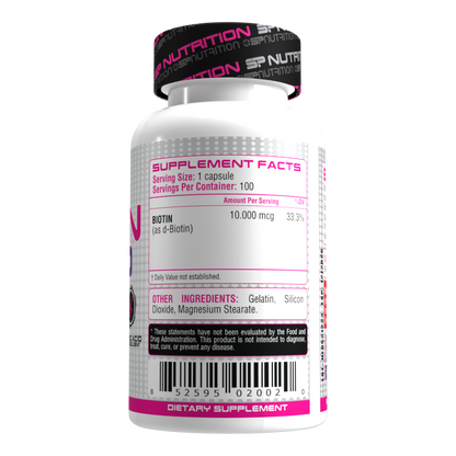 BIOTIN 10,000mcg, Supports Beautiful Hair, Glowing Skin and Healthy Nails, 100 Capsules