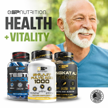 Shilajit Fulvic Acid 1000 + TestoDrol + Tongkat Ali Intense + OMEGA 1000 FREE – Male Vitality, Energy & Performance System
