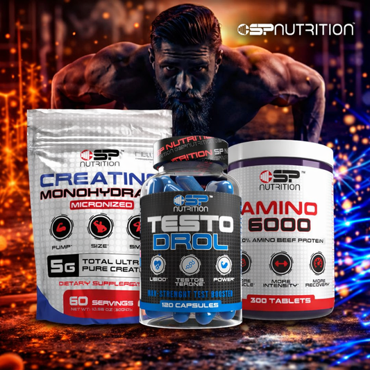TestoDrol + Amino 6000 + Creatine Monohydrate + Omega 1000 FREE – Muscle Growth & Performance System