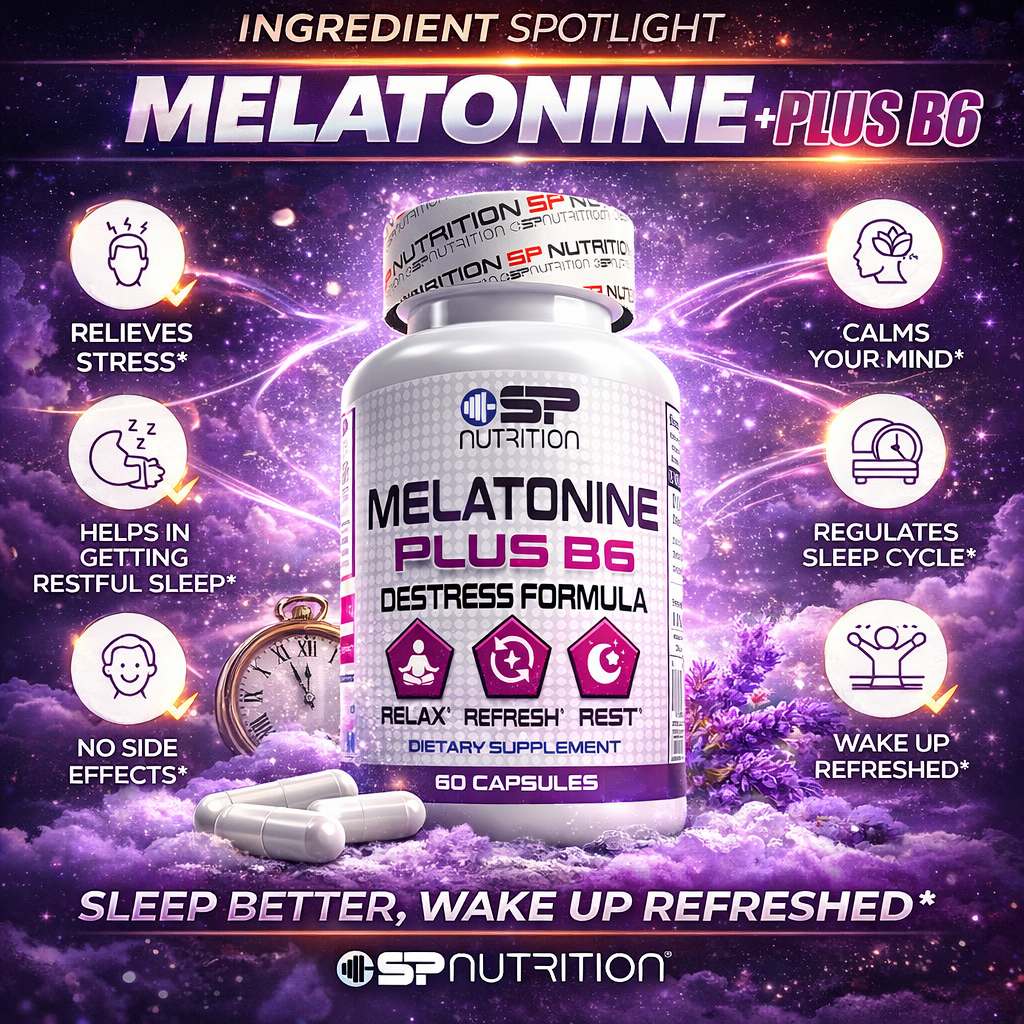 Melatonin Plus B6 - 5mg Natural Sleep Aid for Restful Nights & Energized Mornings, 60 Capsules
