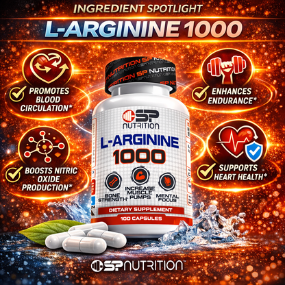 L-Arginine 1000 mg Capsules – Cardiovascular Support, Improved Circulation & Athletic Performance – 100 Capsules