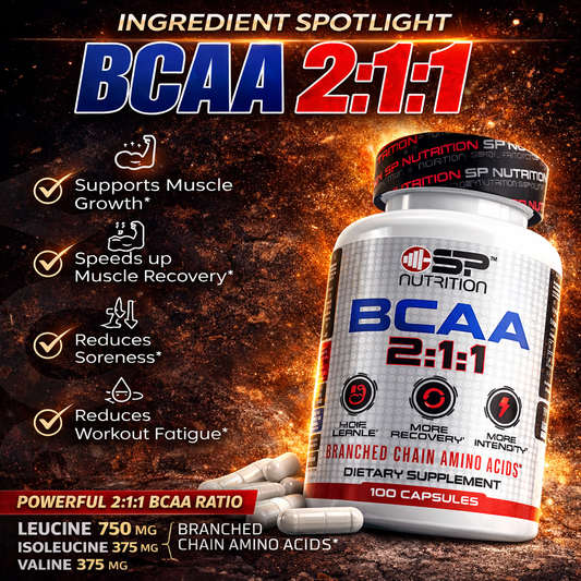 BCAA 2:1:1 Capsules – Muscle Recovery & Endurance Support – 750mg L-Leucine, 350mg L-Isoleucine & L-Valine – 100 Vegetarian Capsules