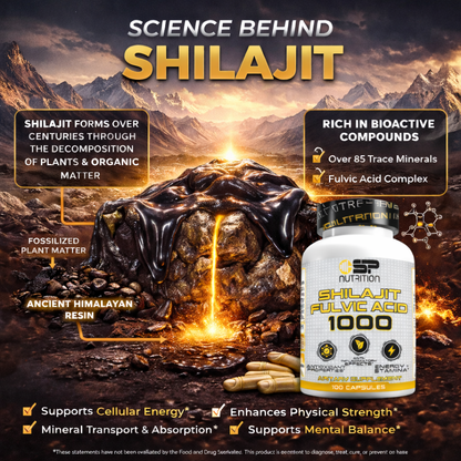 Shilajit Fulvic Acid 1000 – Absorption Enhancer & Trace Minerals for Energy, Performance & Immune Support (100 Capsules)