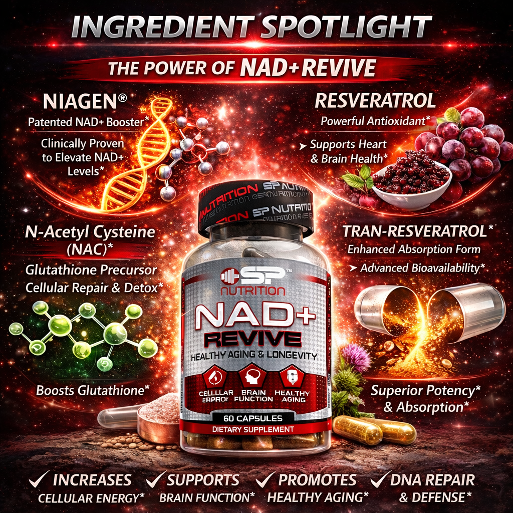 NAD+ REVIVE with Resveratrol & Glutathione – NAD+ Booster for Cellular Health, Energy & Healthy Aging
