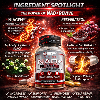 NAD+ REVIVE with Resveratrol & Glutathione – NAD+ Booster for Cellular Health, Energy & Healthy Aging
