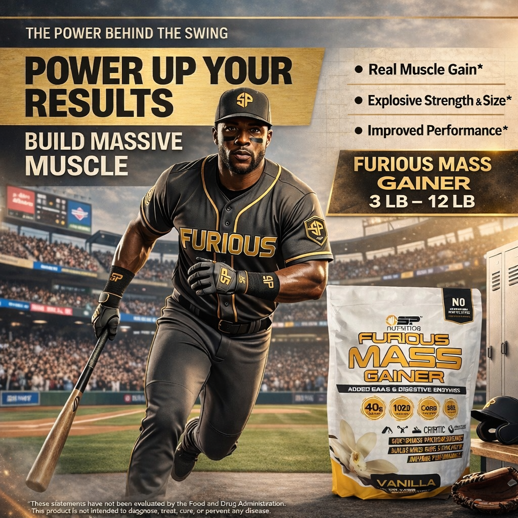 TRI-GH AMINO + FURIOUS MASS GAINER + Creatine Monohydrate – Baseball Strength & Mass Kit