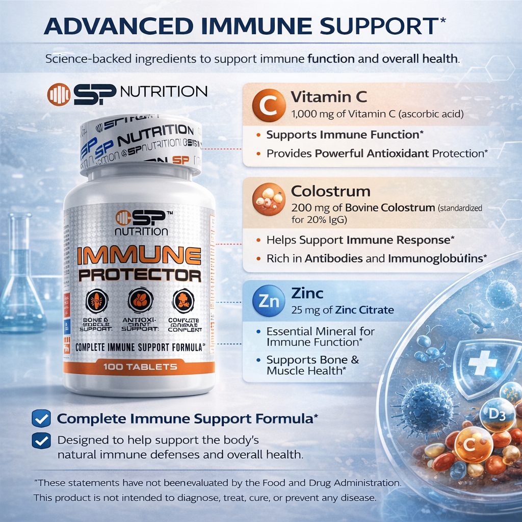 Immune Protector – Immune Support with Vitamin C, Zinc, Vitamin D & Bovine Colostrum – 100 Tablets