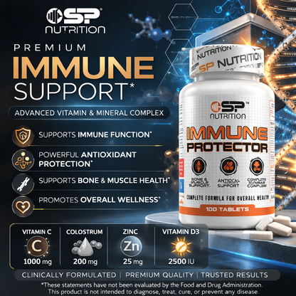 Immune Protector – Immune Support with Vitamin C, Zinc, Vitamin D & Bovine Colostrum – 100 Tablets
