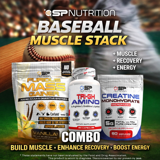 TRI-GH AMINO + FURIOUS MASS GAINER + Creatine Monohydrate – Baseball Strength & Mass Kit