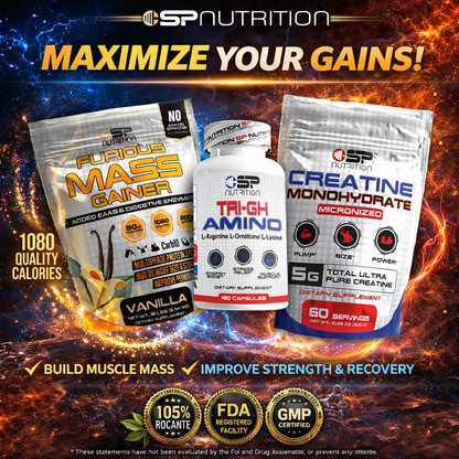 TRI-GH AMINO + FURIOUS MASS GAINER + Creatine Monohydrate – Baseball Strength & Mass Kit