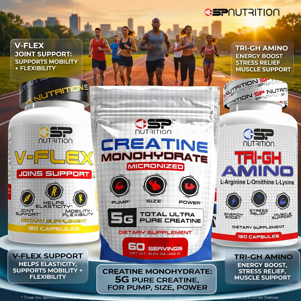 TRI-GH AMINO + V-FLEX + Creatine Monohydrate – Strength, Mobility & Performance System