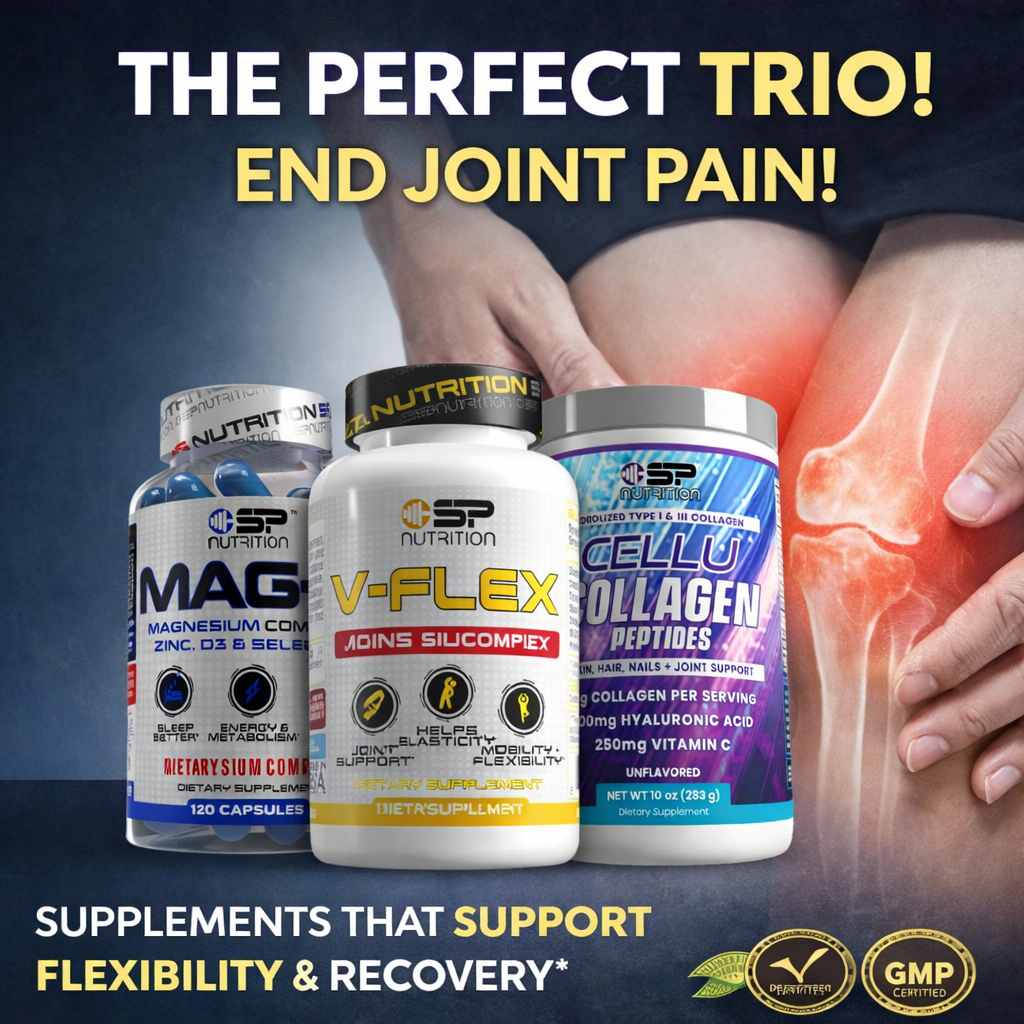 V-FLEX + Cellu Collagen + MAG-9 + OMEGA 1000 FREE – Joint, Skin & Recovery Support System