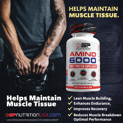 Amino 6000 Whey Protein Capsules – Premium Amino Acid Support for Muscle Recovery & Growth – Easy to Swallow, Convenient, Perfect for Athletes & Active Lifestyle