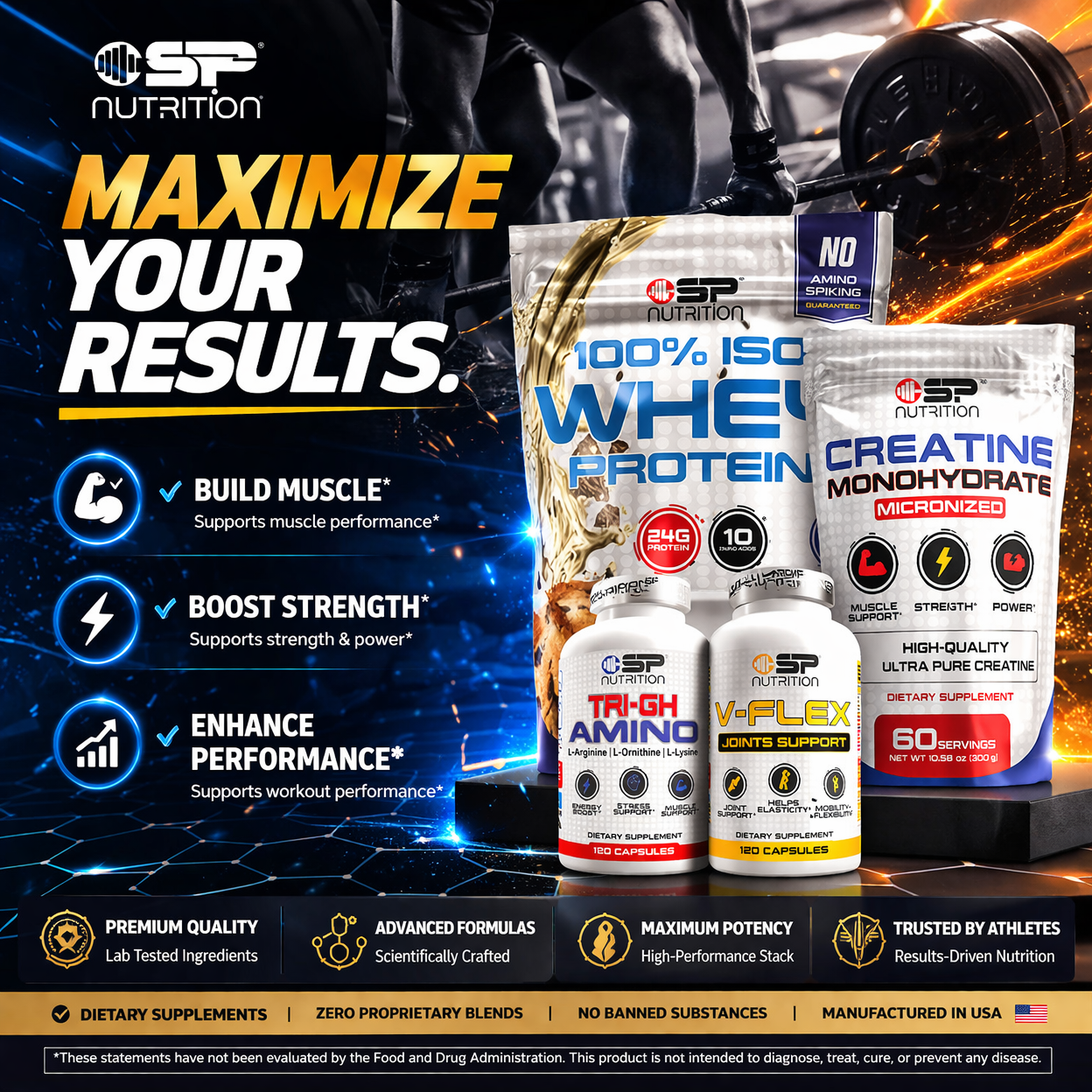 TRI-GH AMINO + V-FLEX + ISO Whey + Creatine | Ultimate Strength ...