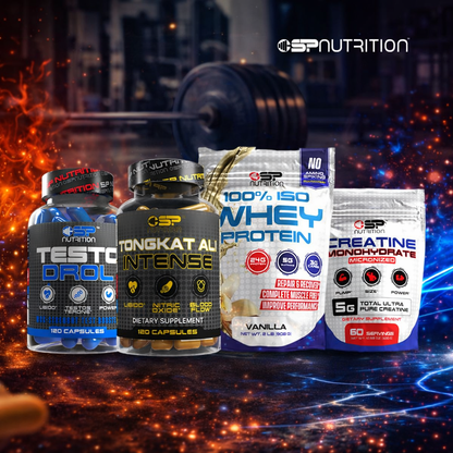 TESTO DROL + Tongkat Ali Intense + 100% ISO Whey + Creatine + OMEGA 1000 FREE – Ultimate Muscle, Strength & Performance System